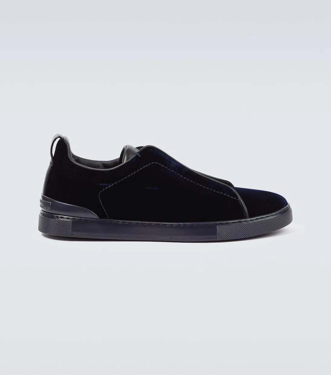 ZEGNA Triple Stitch Suede-trimmed Sneakers In Blue
