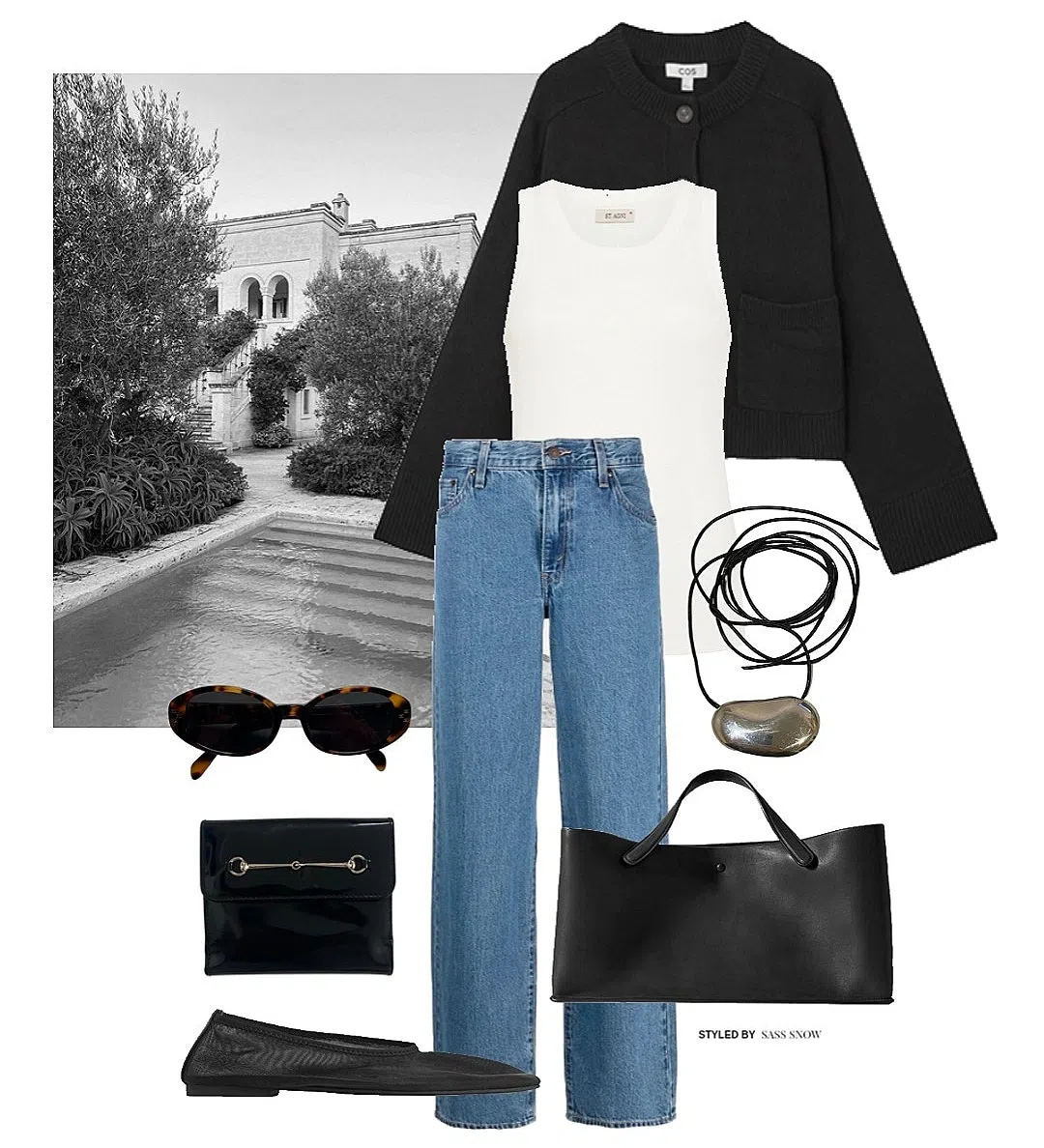 LE MONDE BERYL Luna Mesh Ballerina Flats In Black Glitter