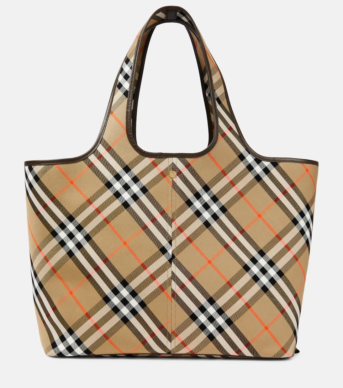 BURBERRY Beige Tote Bag With Vintage Check Motif In Cotton Canvas Woman In Multicolor