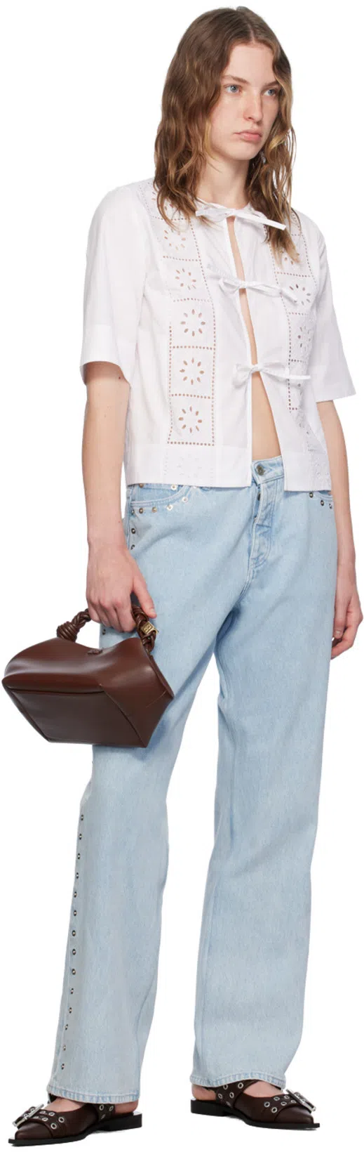 GANNI Feminine Buckle Slingback Flats In Black