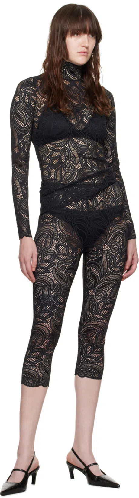 TOTÊME Toteme Croc-embossed Leather Slingback Pump In Black