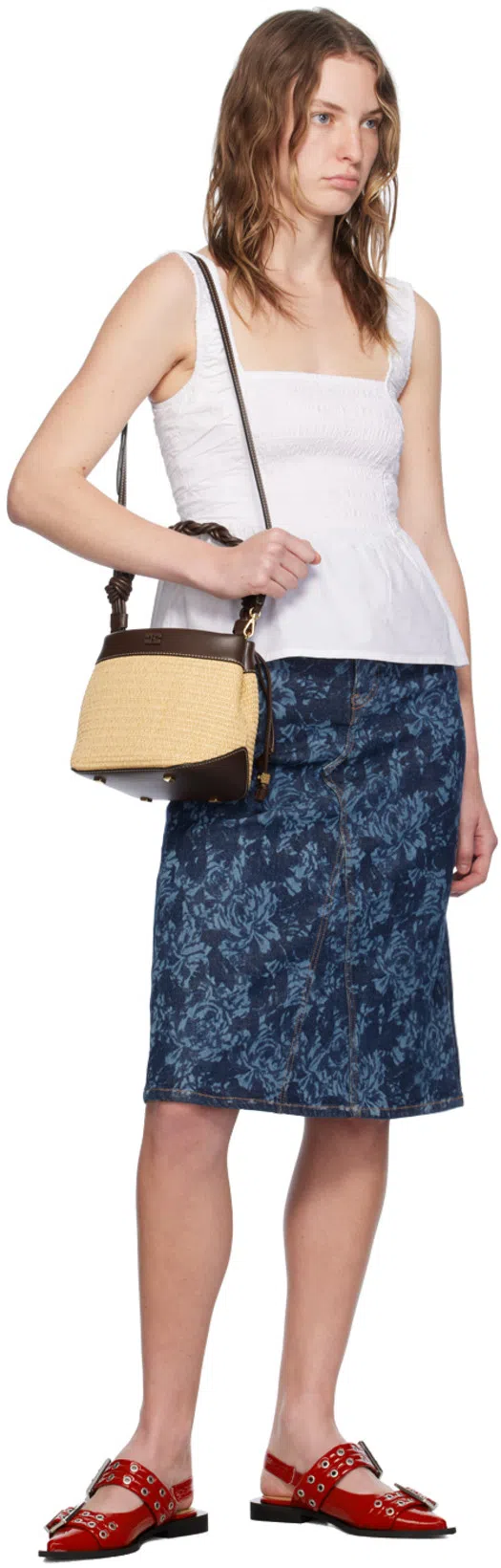 GANNI Feminine Buckle Patent Slingback Sandals In Red