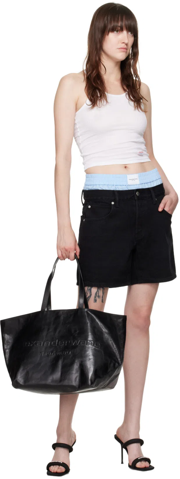 ALEXANDER WANG Punch Tote Bag In Crackle Patent Leather In Black