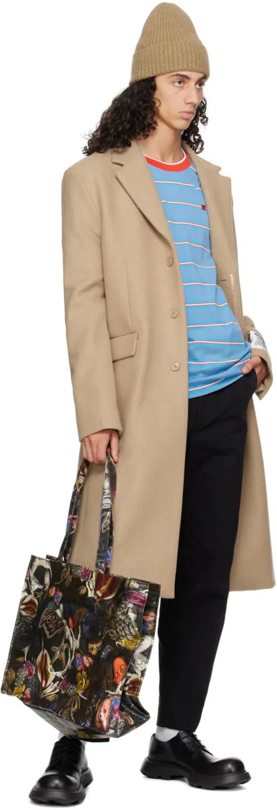 ACNE STUDIOS Beige Single-breasted Coat In Dfj Camel Beige