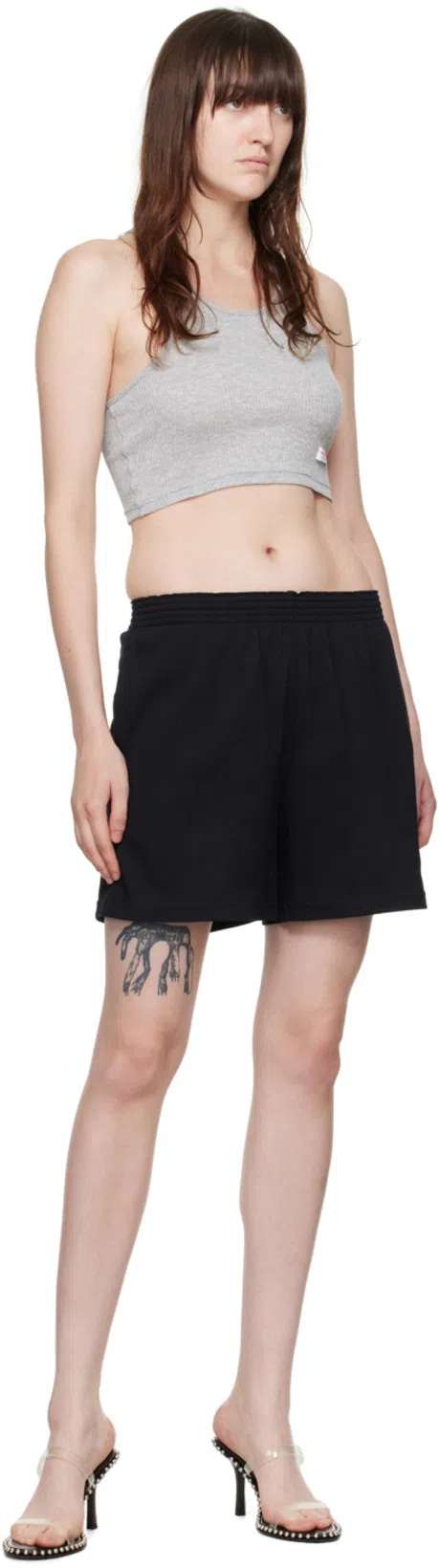 ALEXANDER WANG Leather Sandals With Metal Details In Black