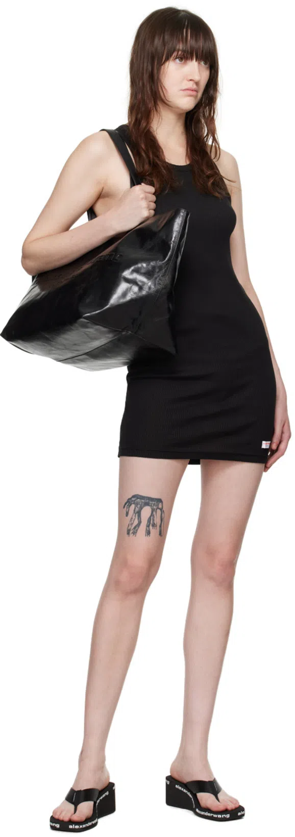 ALEXANDER WANG Punch Tote Bag In Crackle Patent Leather In Black