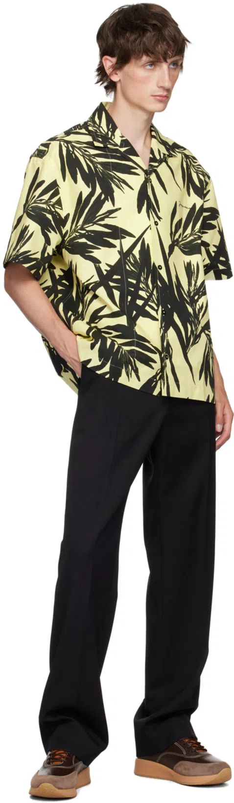 JACQUEMUS 'la Chemise Jean' Multicolor Bowling Shirt With Palm Print