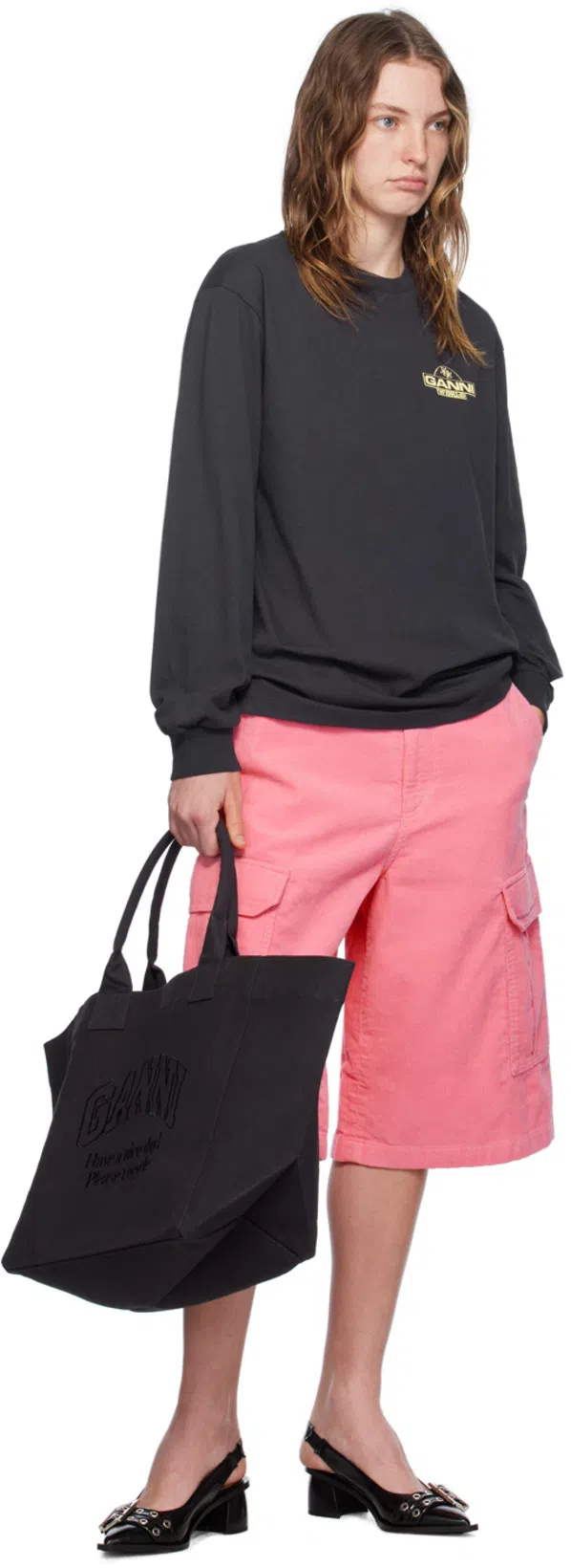 GANNI Feminine Buckle Slingback Pumps In Black