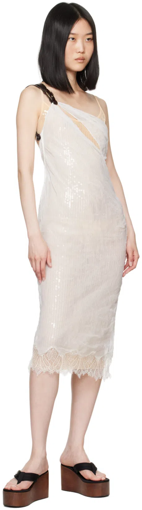 COPERNI White Wrinkled Belt Midi Dress