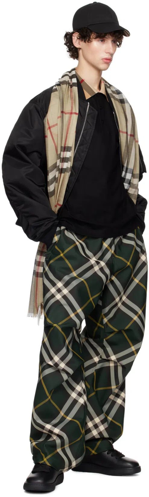 BURBERRY Nylon Trouser With Check Print In Multicolor