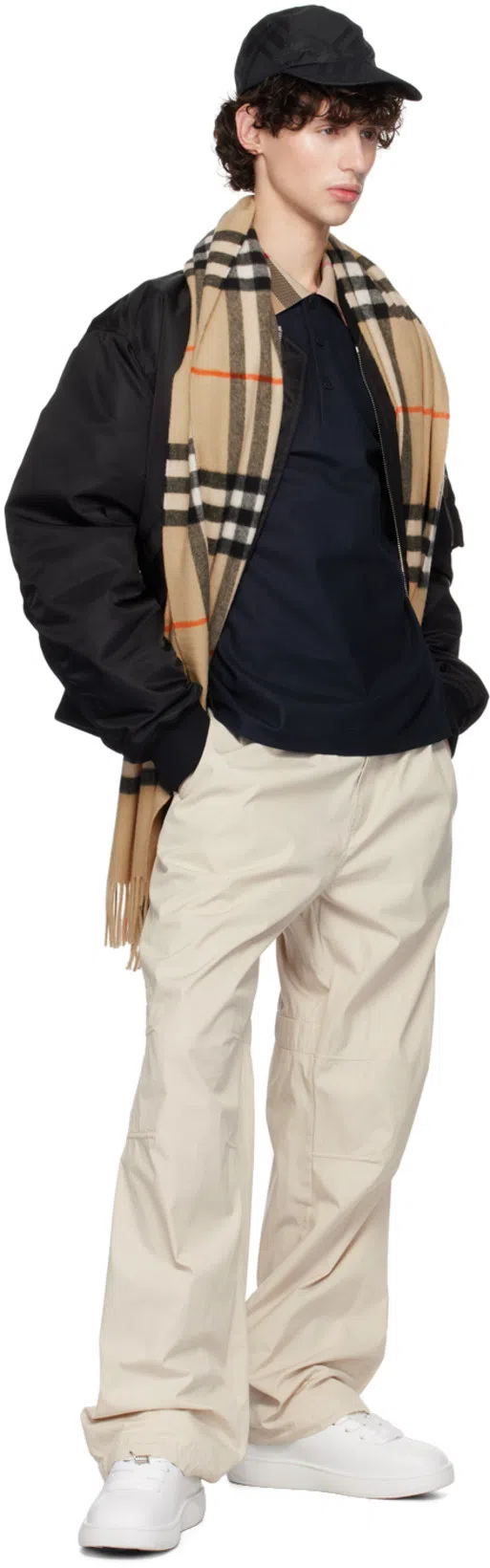 BURBERRY Slim Fit Check Collar Cotton Polo Shirt Clothing In Blue