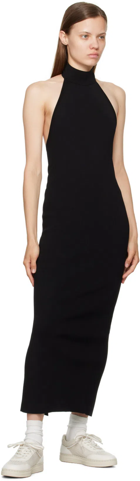 KHAITE Suzanne Jersey Halterneck Midi Dress In Black