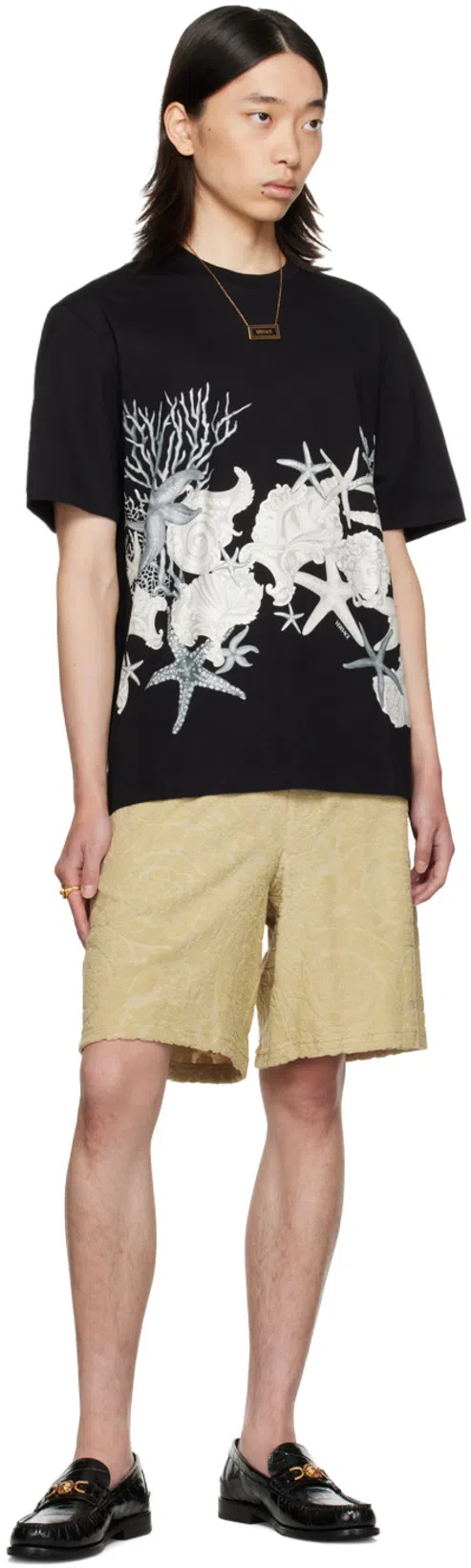 VERSACE Round Medusa Ring In Black-tribute Gold