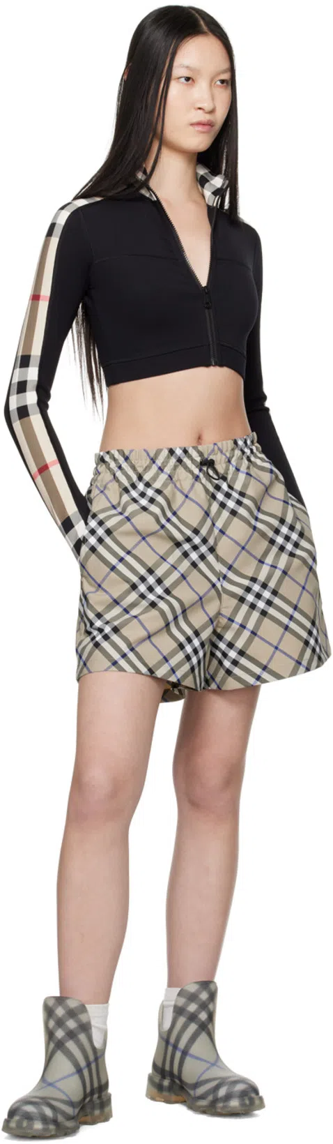 BURBERRY Jersey Sweatshirt With Check Profiles In Black