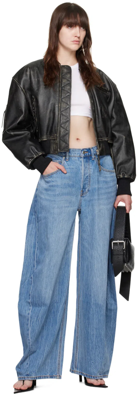 ALEXANDER WANG Black Leather Small Ricco Shoulder Bag