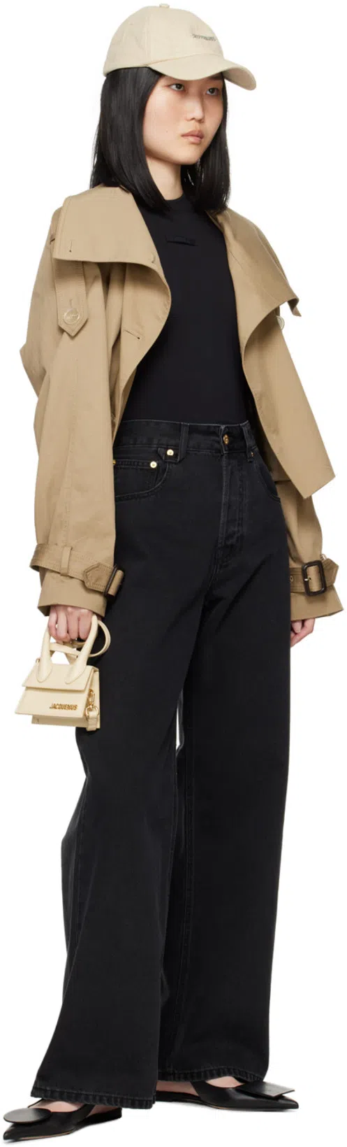 JACQUEMUS Les Duelo Plates Leather Slingback Flat In Black