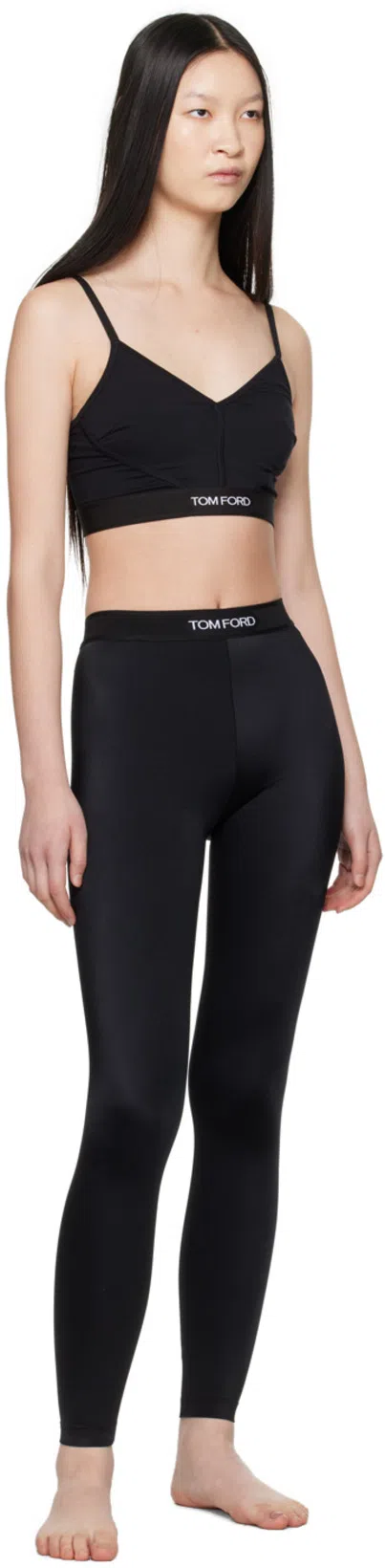 TOM FORD Stretch Lustrous Velour Signature Leggings In Black