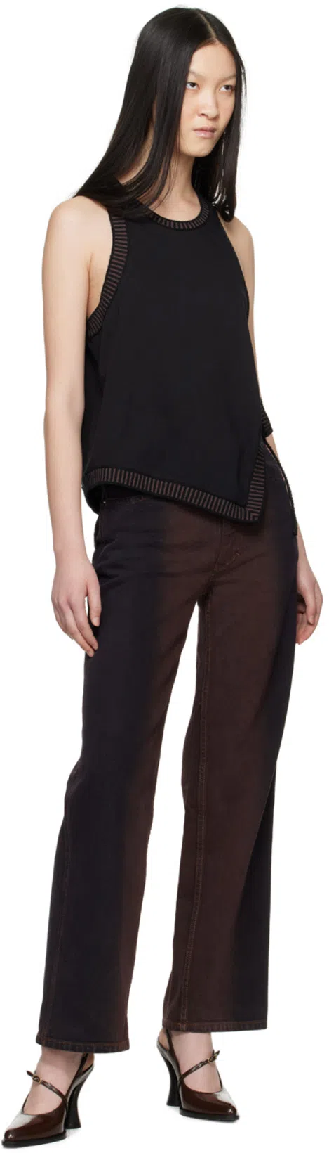 DRIES VAN NOTEN Black Thong Heeled Sandals In 900 Black