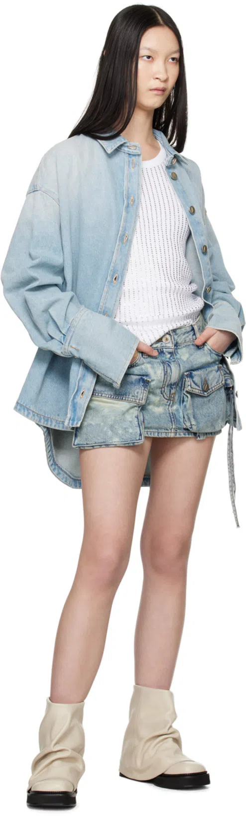 ATTICO Robin Leather Ankle Boots In Neutrals