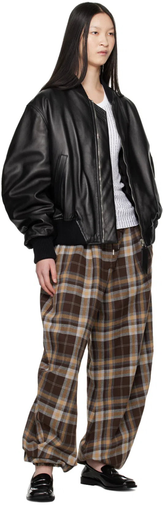 ATTICO Anja Bomber Leather Jacket In Black