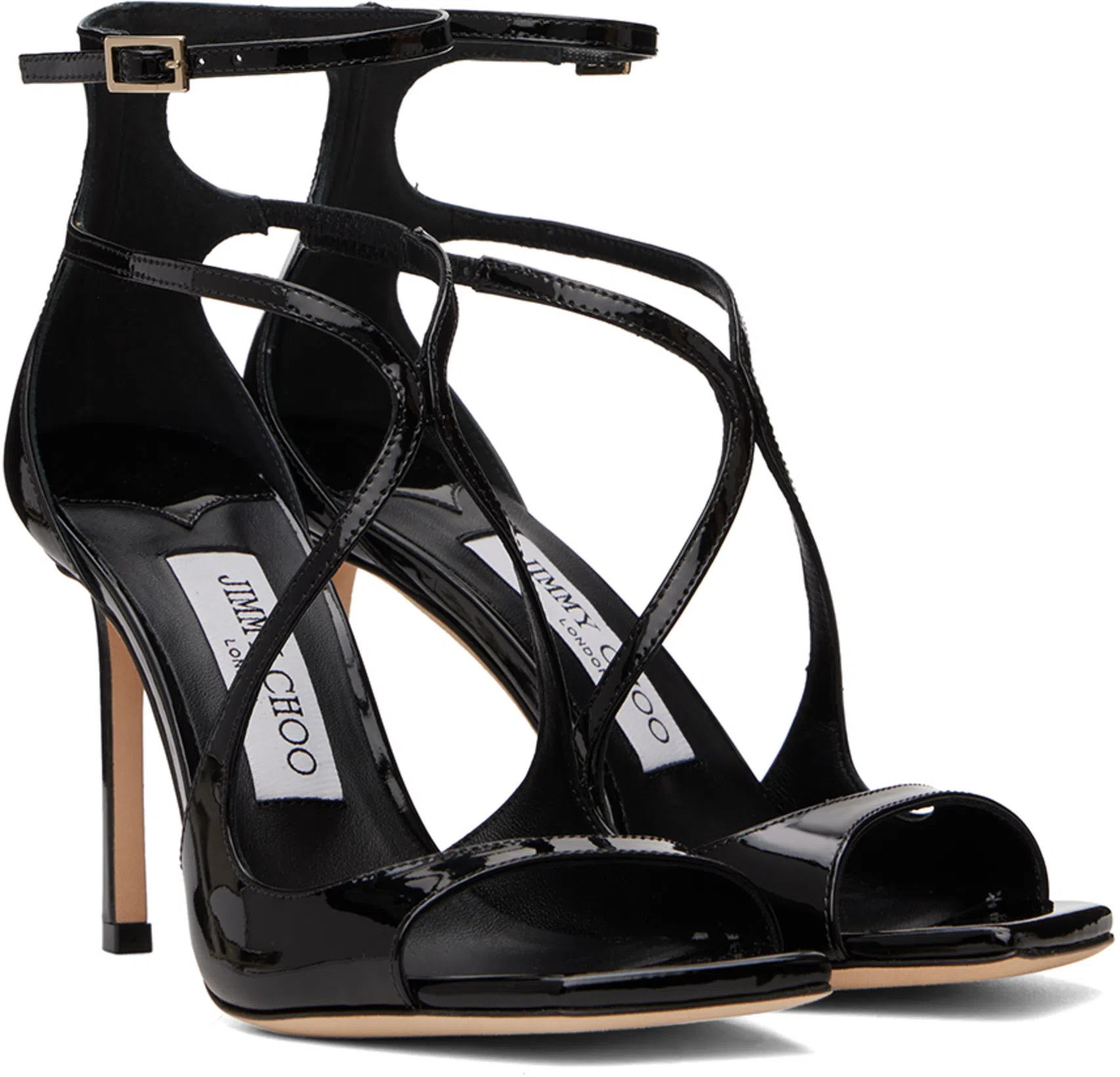 JIMMY CHOO Azia Strappy Square Toe Sandals In Black