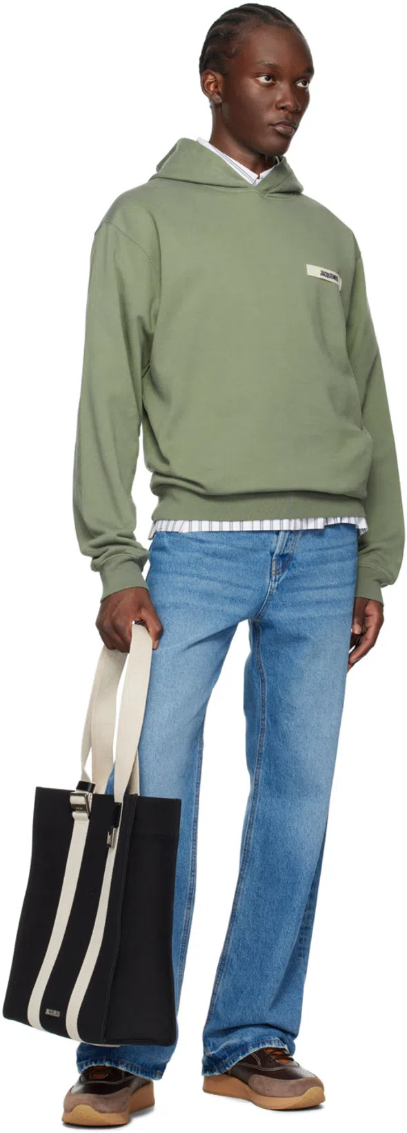 JACQUEMUS Light Green La Hoodie Gros Grain Cotton Hoodie