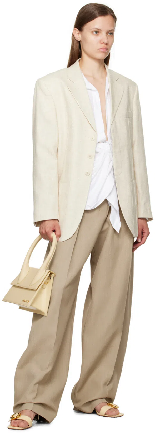 JACQUEMUS Les Sculptures Relaxed Bahia Shirt With Bow In White