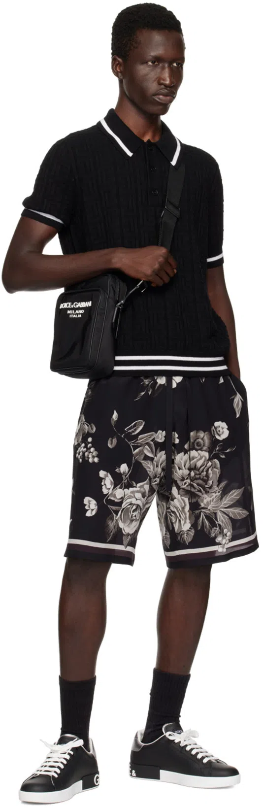 DOLCE & GABBANA Portofino White And Black Leather Sneakers