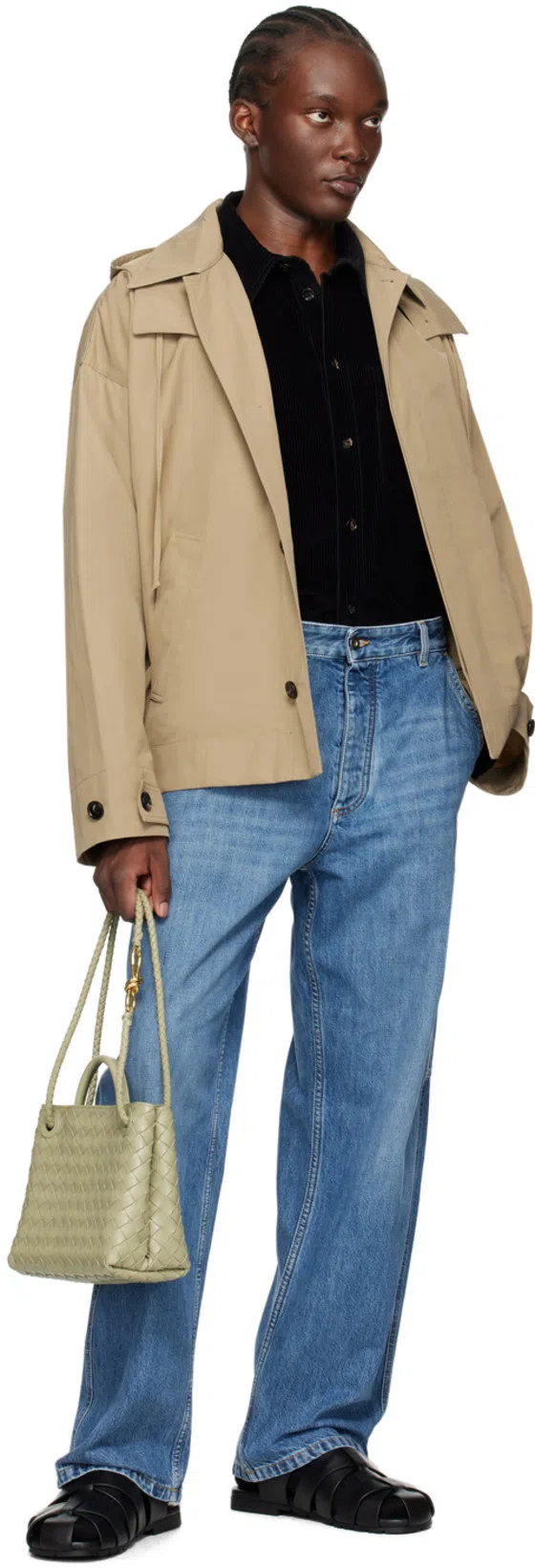 BOTTEGA VENETA Small Andiamo Leather Top Handle Bag In Travertine