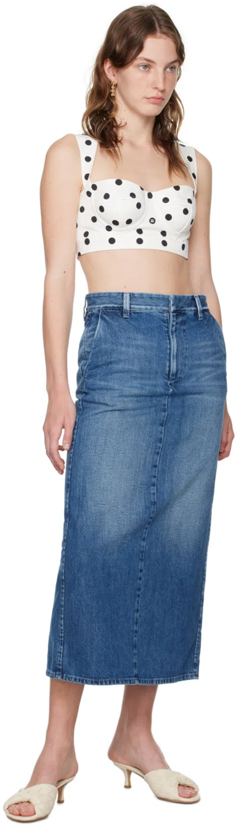 VALENTINO Rock Aus Mittelblauem Denim Frau Denim 44 In Blue