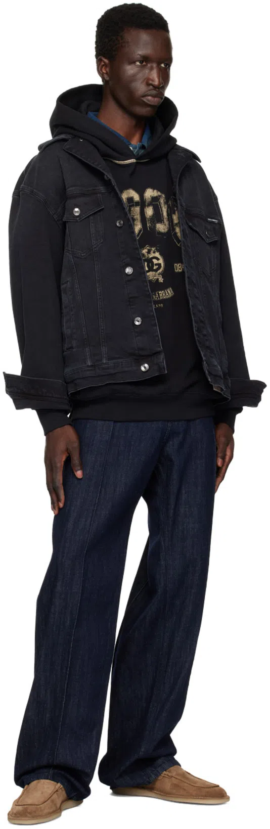 DOLCE & GABBANA Oversized Hoodie With Hood And Logo Print In Black