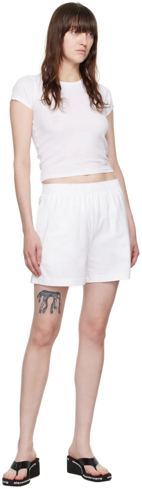 ALEXANDER WANG Square Toe Logo Midsole Wedged Flip Flops In Black