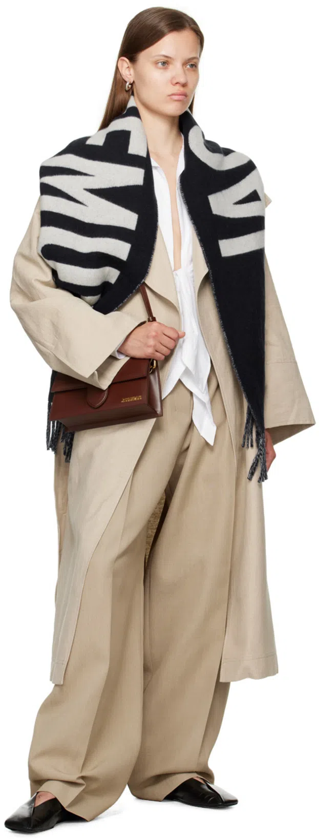 JIL SANDER Black Leather Ballet Flats