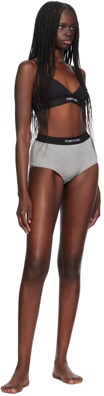 TOM FORD Logo-waist Briefs In Grey