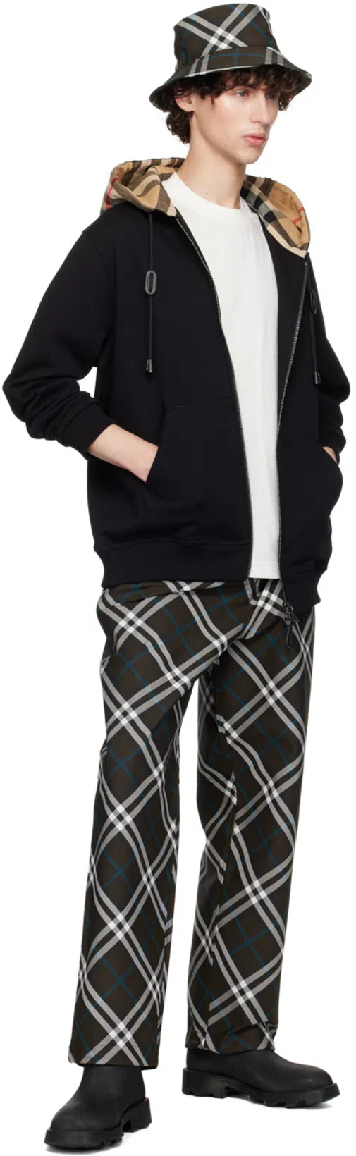 BURBERRY Nylon Trouser With Check Print In Multicolor