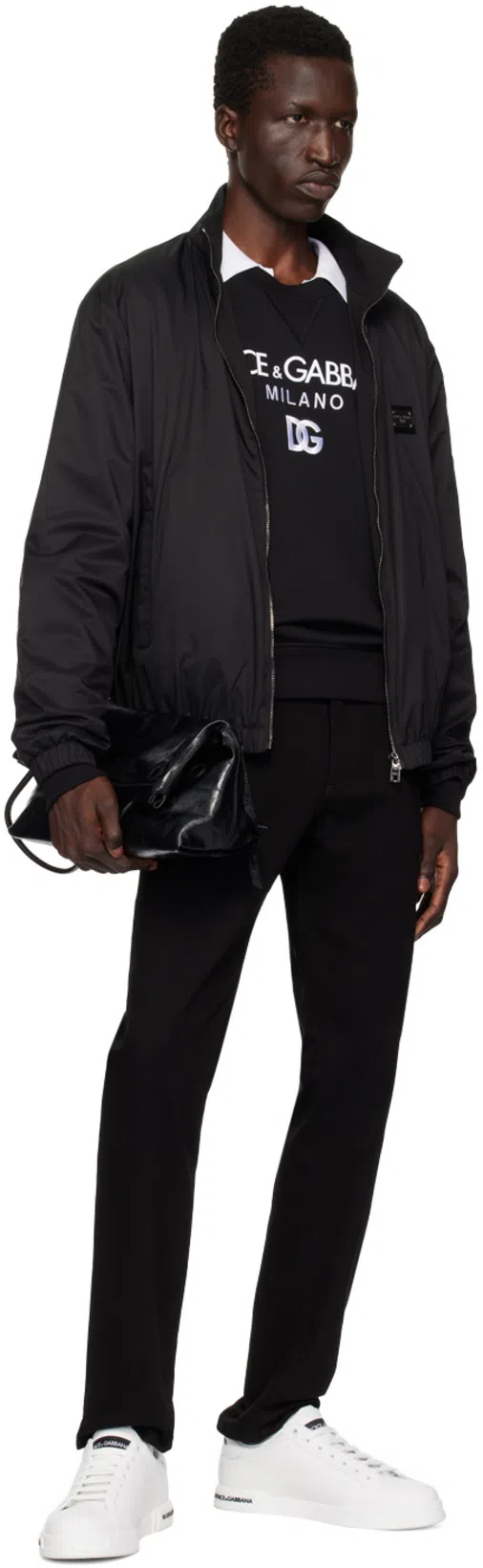 DOLCE & GABBANA Portofino' White Low Top Sneakers With Contrasting Logo Detail In Leather