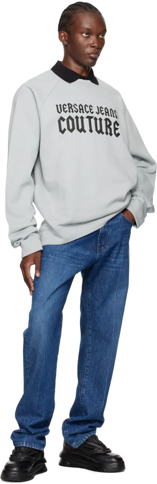 VERSACE Medusa Biggie Relaxed Straight Leg Jeans In Blue