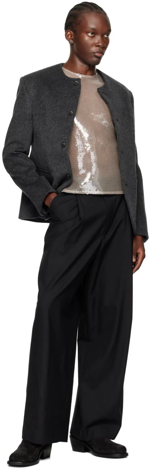 DRIES VAN NOTEN Wide-leg Tailored Trousers In 900 Black