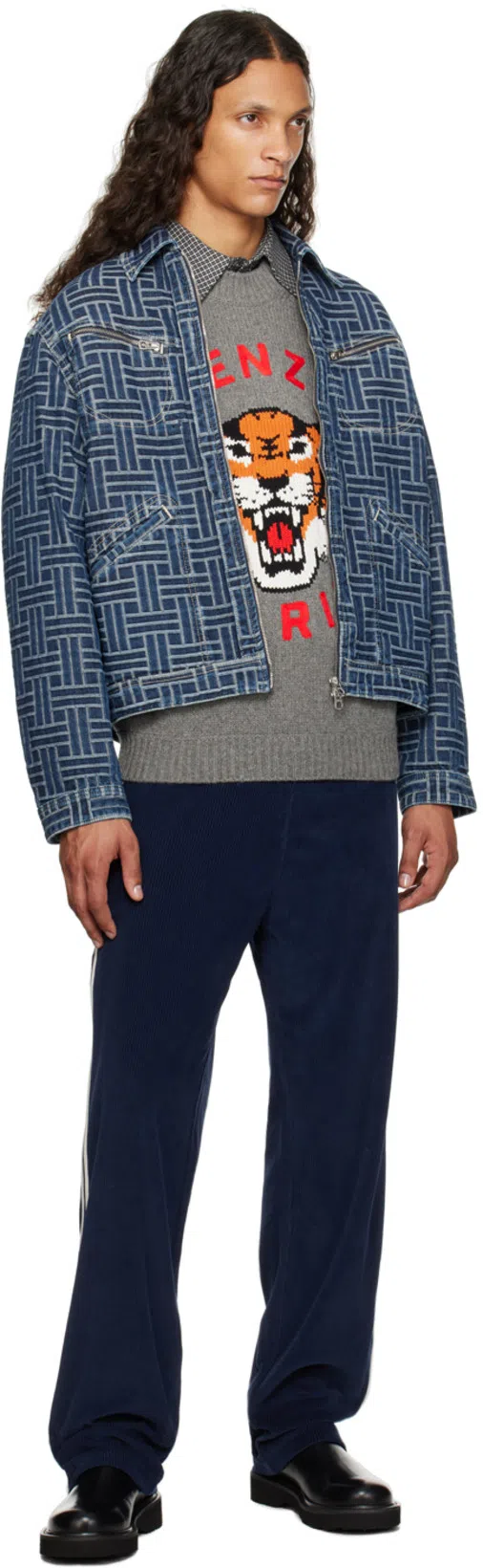 KENZO Embroidered Denim Jacket In Darkstoneblu