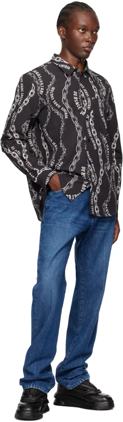 VERSACE Medusa Biggie Relaxed Straight Leg Jeans In Blue