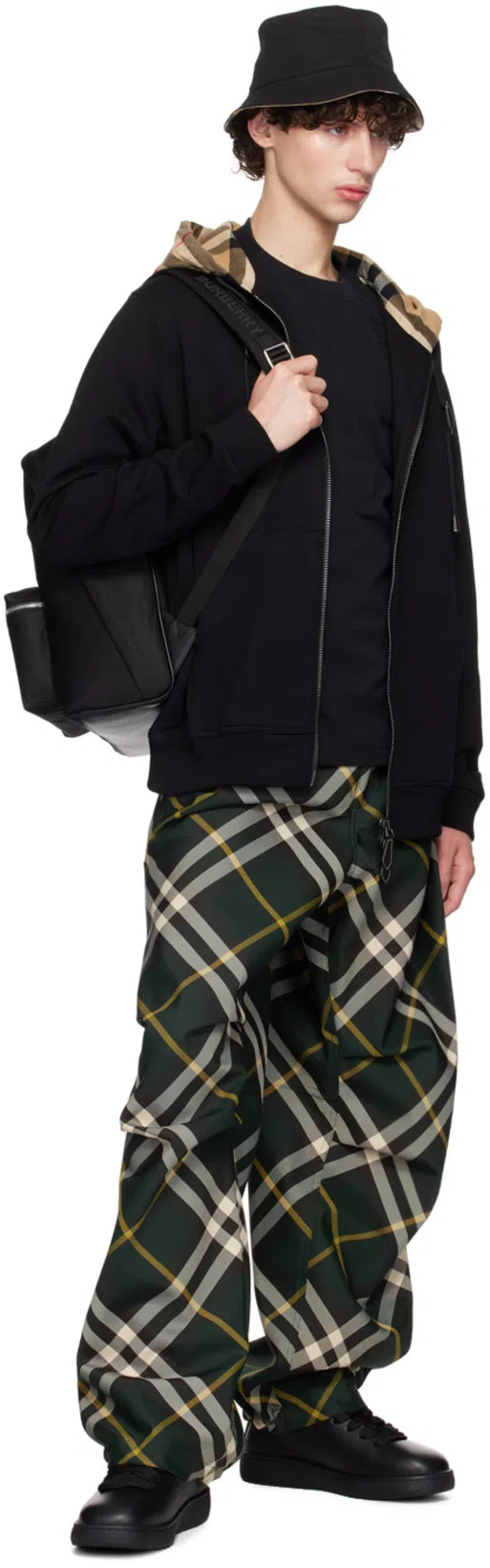 BURBERRY Nylon Trouser With Check Print In Multicolor