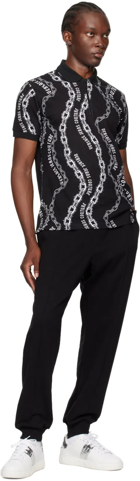 VERSACE Embroidered Greek Pattern Sneakers In White