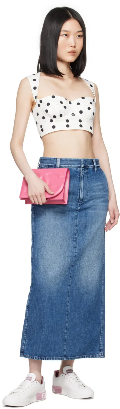 DOLCE & GABBANA Portofino Leather Sneakers In White And Pink In Multi