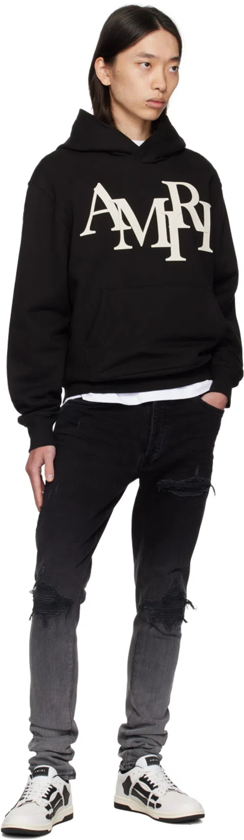 AMIRI Distressed Slim Fit Jeans In Black