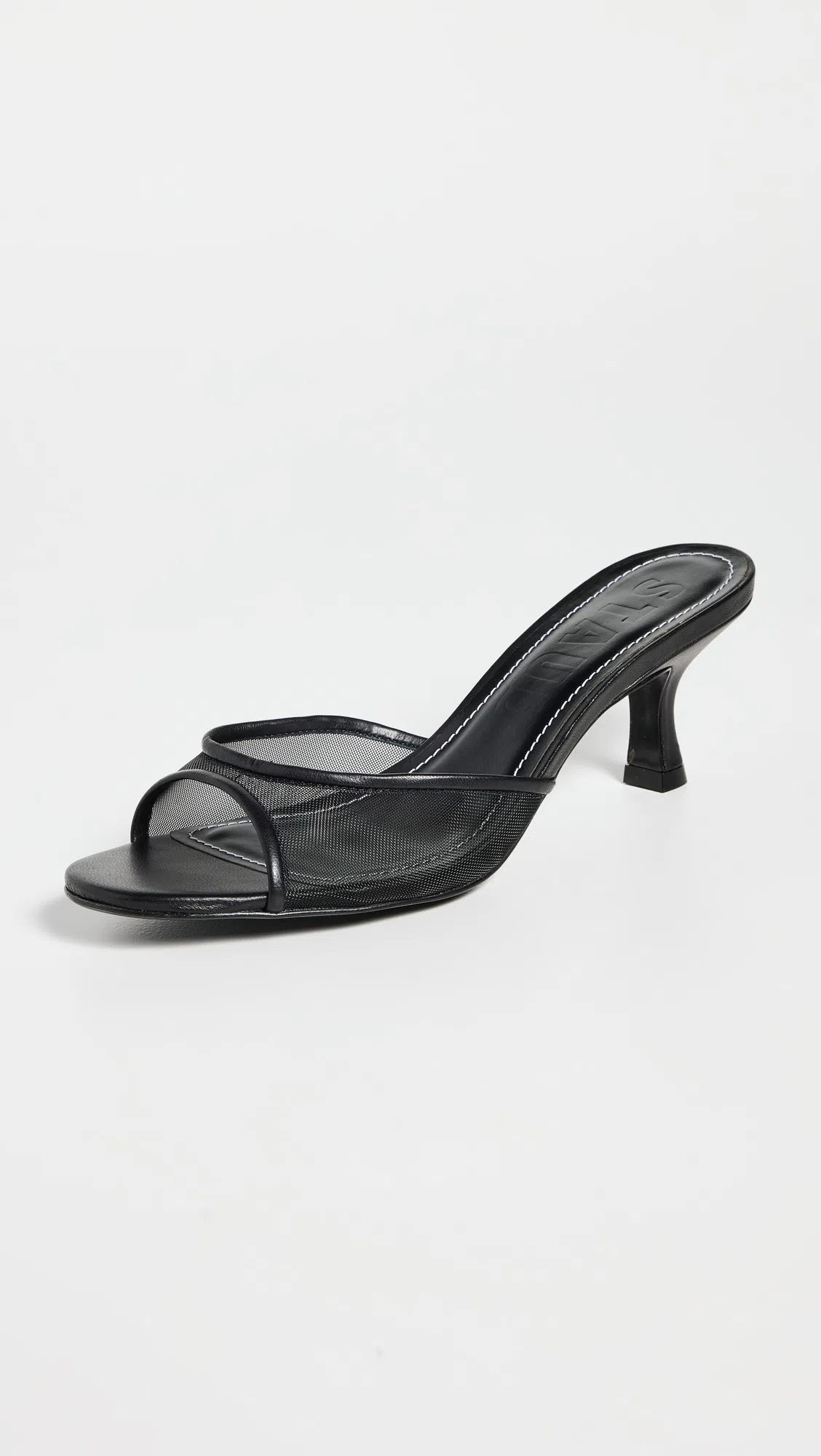 STAUD Brigitte Leather And Mesh Mules In Black