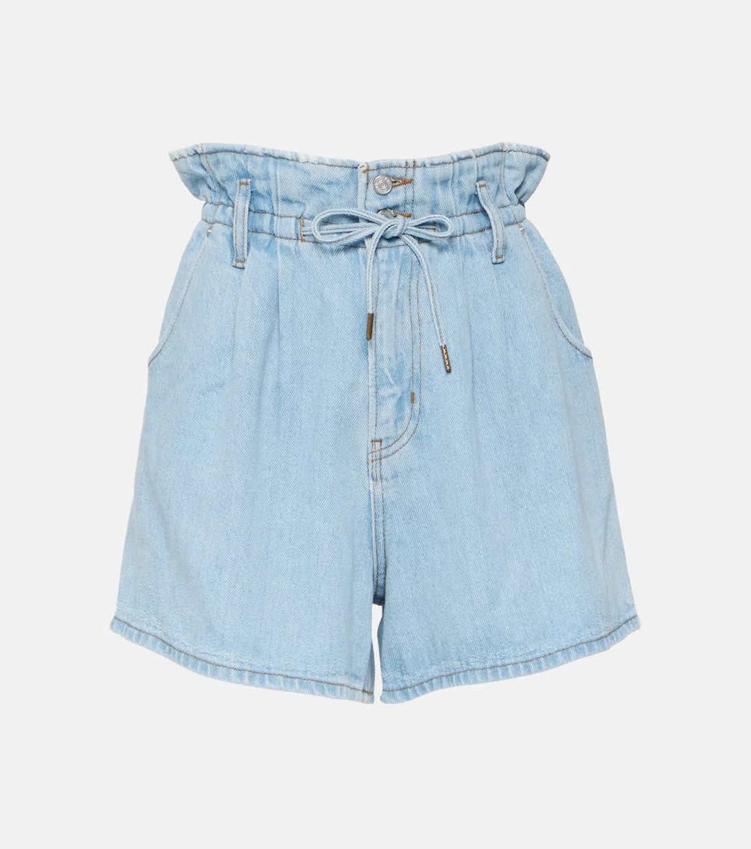 FRAME Pleated Denim Shorts In Blue