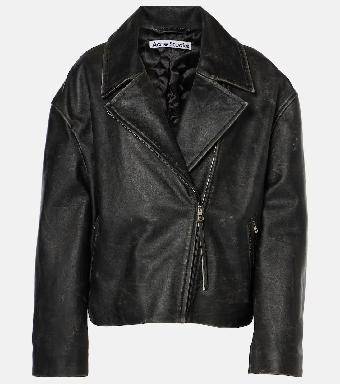 ACNE STUDIOS Women Black Biker Jacket In Vintage Looking Leather Woman