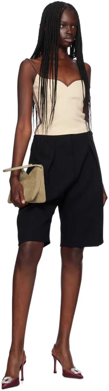 JACQUEMUS Bermuda Pleated Shorts In Black