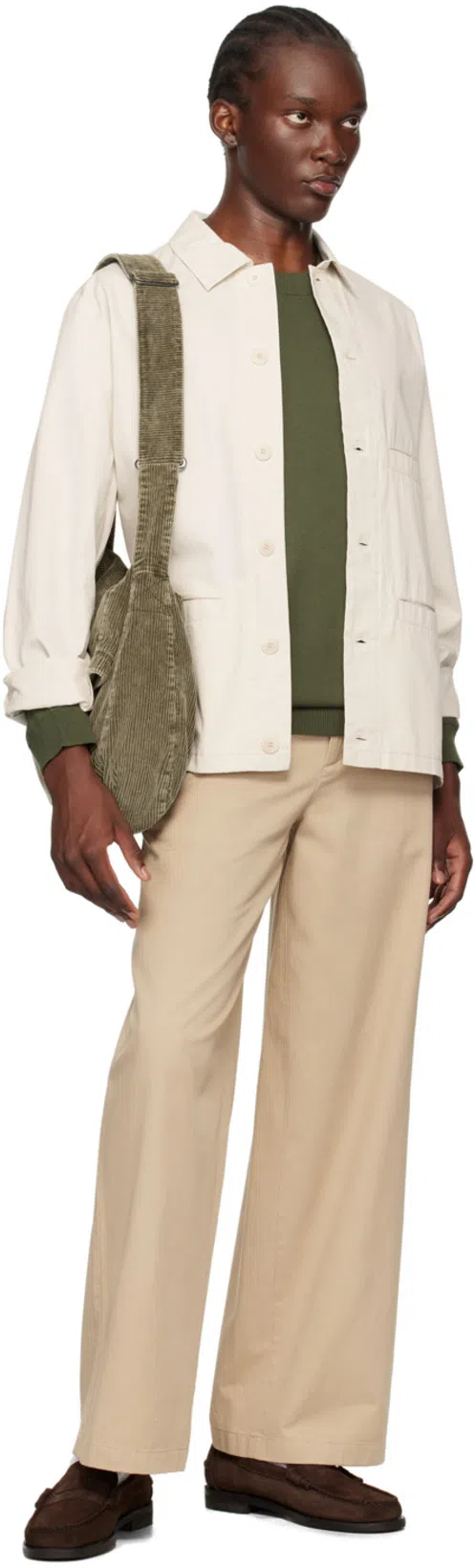 ACNE STUDIOS Twill Trousers In Khaki Beige