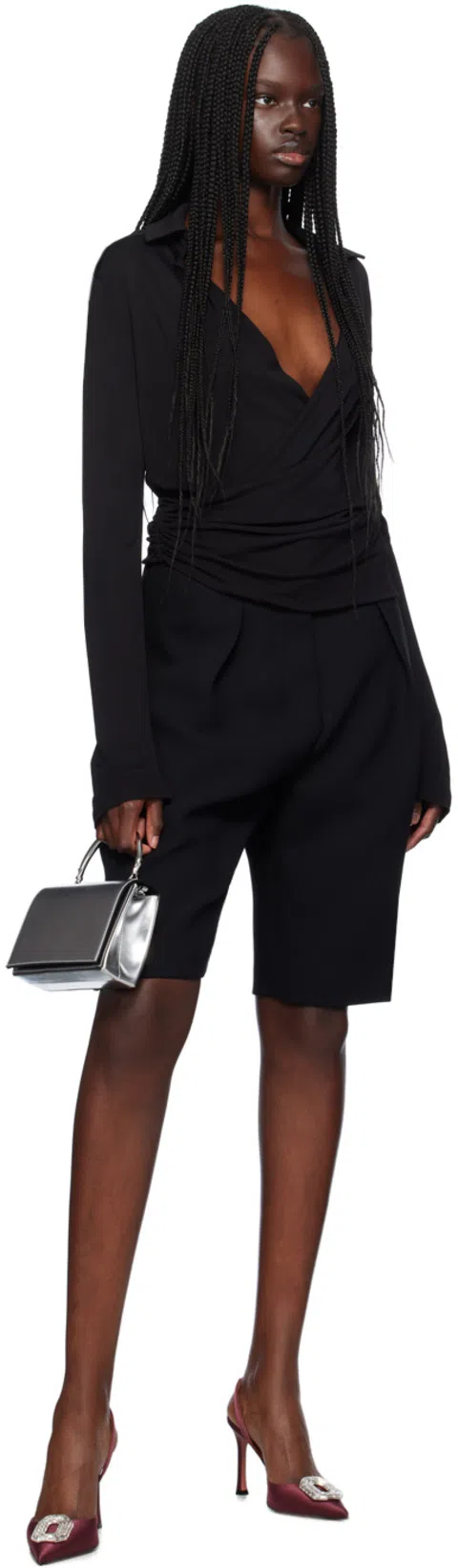 JACQUEMUS Bermuda Pleated Shorts In Black